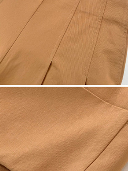 High Waisted Wide Leg Pleated Solid Color Casual Pants Bottoms Flared Trousers