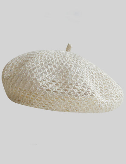 Elegant Solid Color Hollow Out Beret Hat