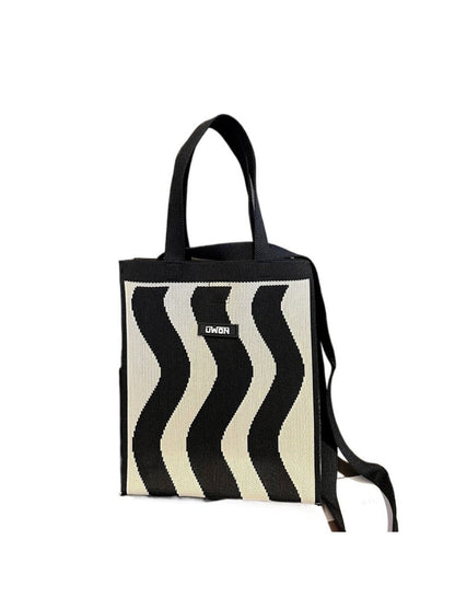 Cosbai - Black &amp; White Large Capacity Tote Bag - Bold &amp; Spacious