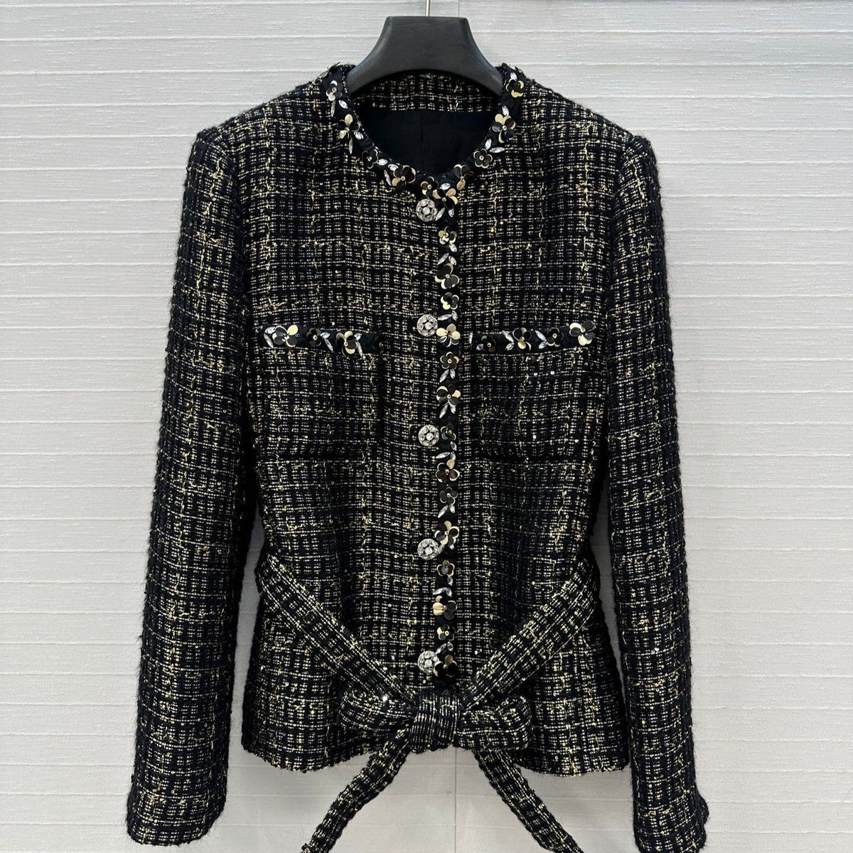CC 25 Tweed Jacket Black Wool Polyamide