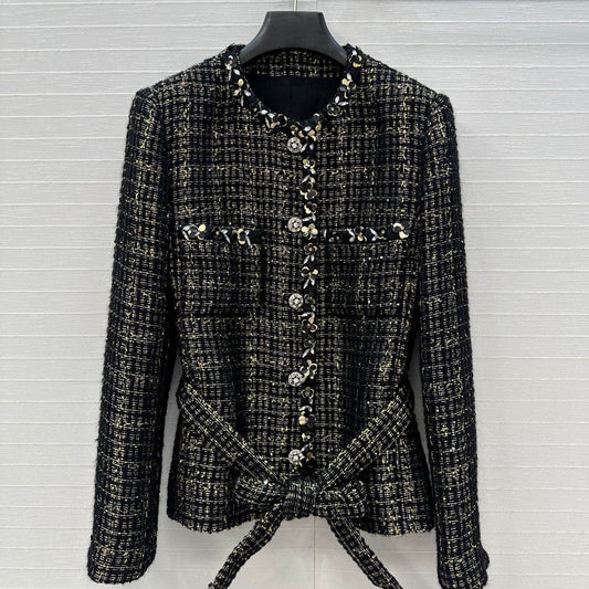 CC 25 Tweed Jacket Black Wool Polyamide