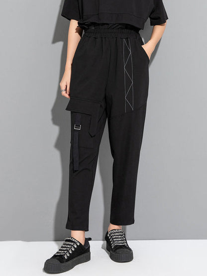 Harem Pants Ninth Pants Pockets Split-Joint Casual Pants Bottoms Ninth Pants