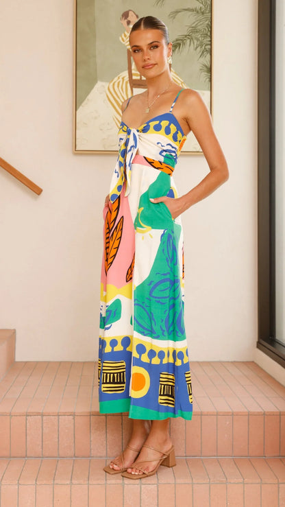 Shahar Maxi Dress - Green Print
