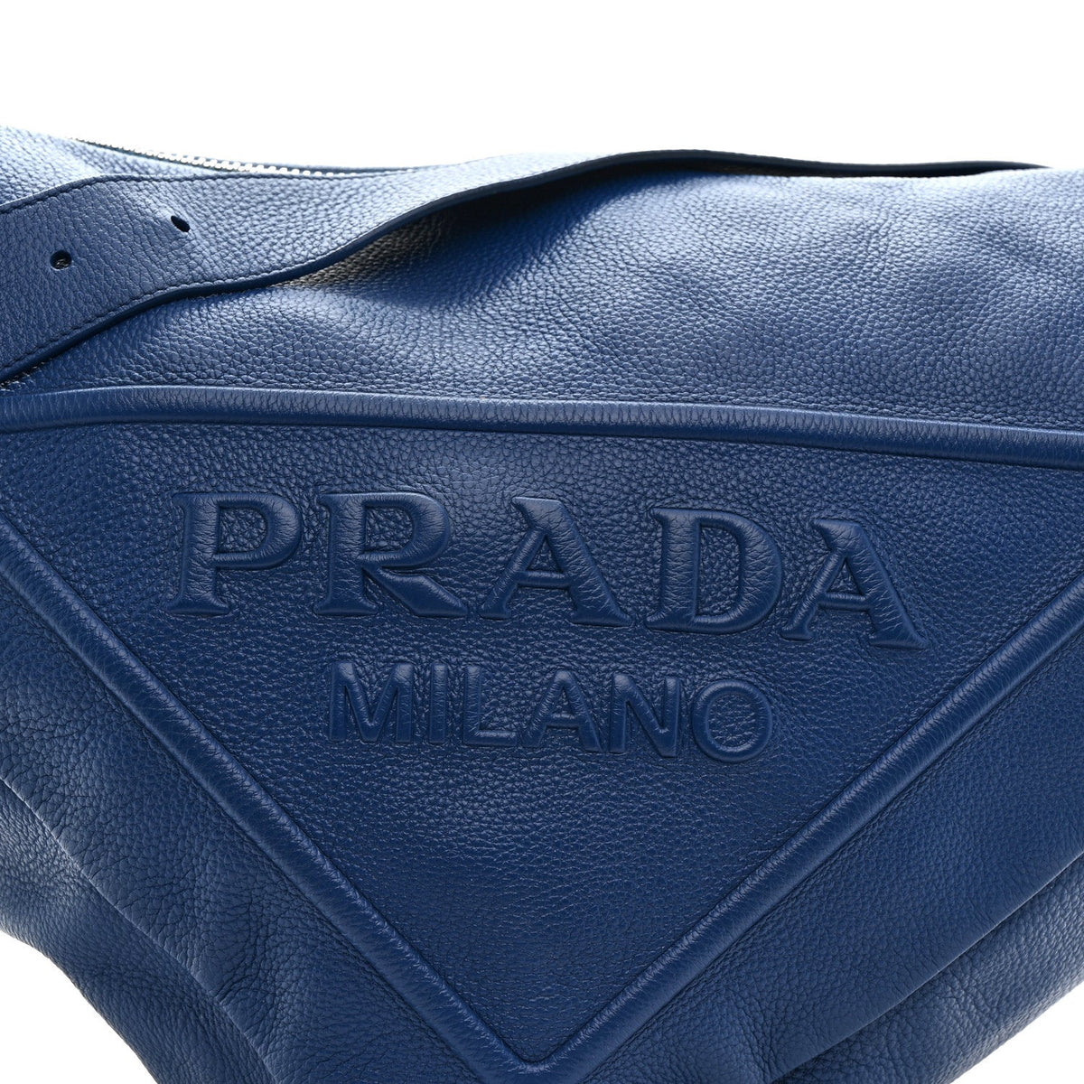 Vitello Daino Triangle Shoulder Bag Blue