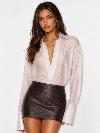 Ella Draped Plunge Blouse