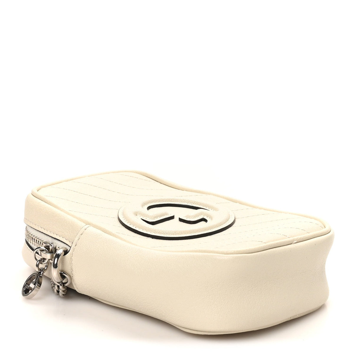 Sakai Be Green Calfskin Diagonal Stitched Mini Blondie Vertical Shoulder Bag Mystic White