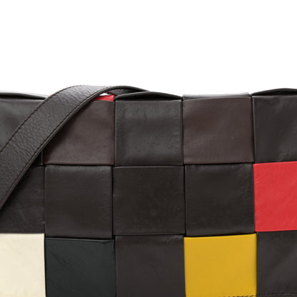 Paper Calfskin Maxi Intreccio Cassette Crossbody Bag Brown Multicolor