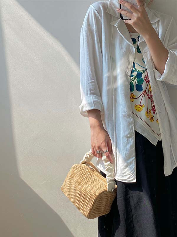 Casual Weave Contrast Color Handbags Accessories