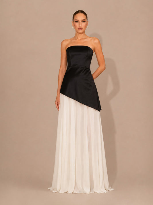 Ramona Elegant Strapless Paneled Maxi Dress