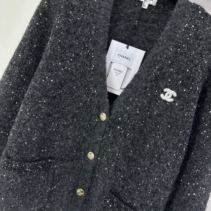 CC V-Neck Grey Cardigan Grey Knit 346012