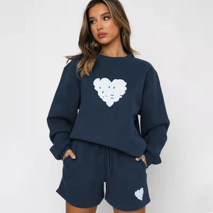 Casual Loose Round Neck Shorts Suit