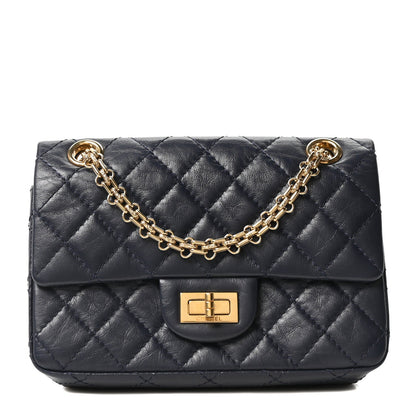 Aged Calfskin Quilted 2.55 Reissue Mini Flap Navy