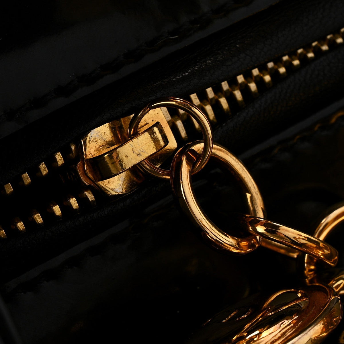Patent Cannage Medium Lady Dior Black