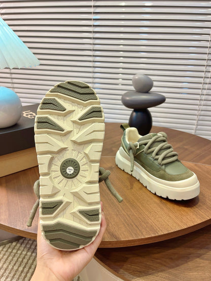 UGG Heritage Utility Sneakers Cream Olive Green Suede Cowhide