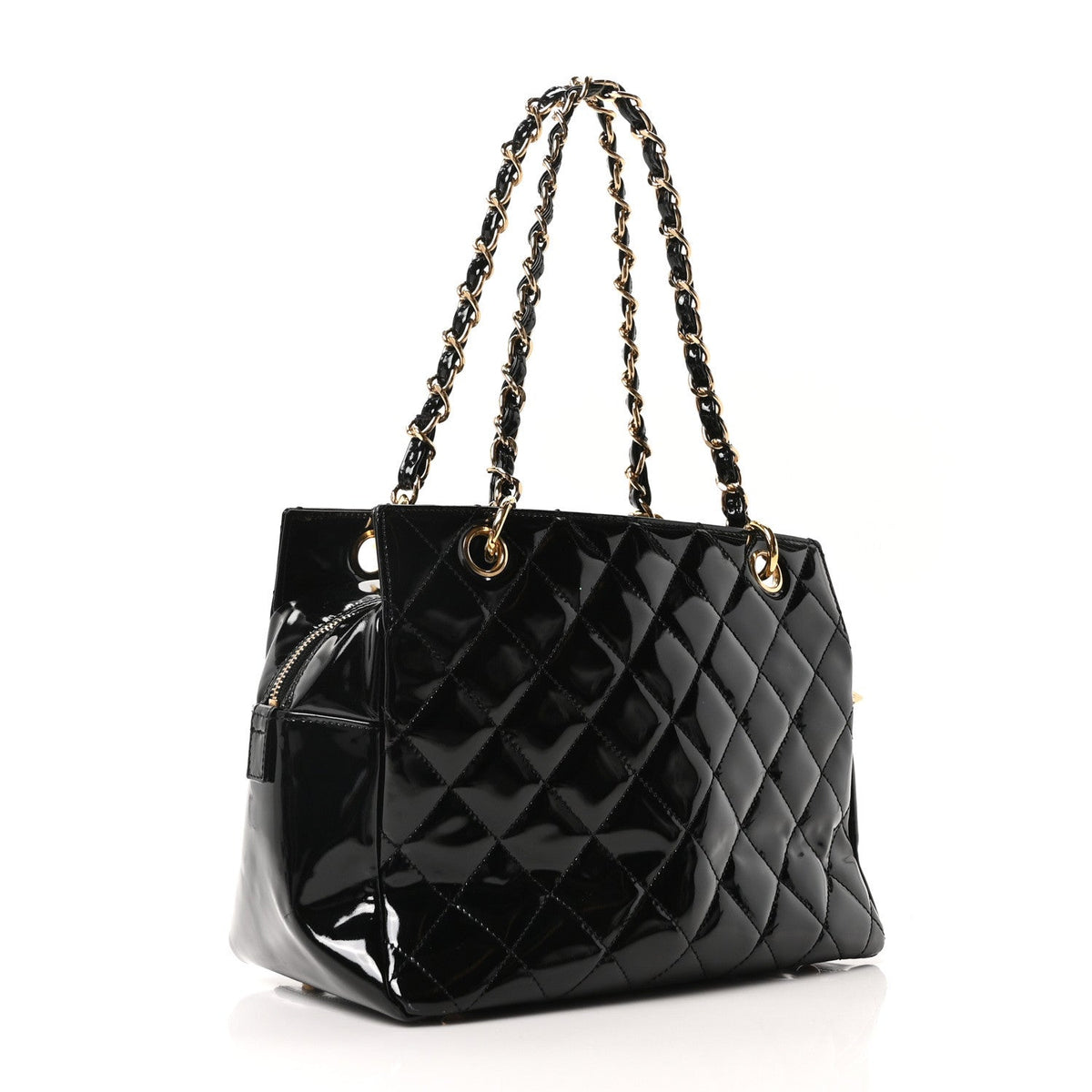 Patent Quilted Petit Timeless Tote PTT Black