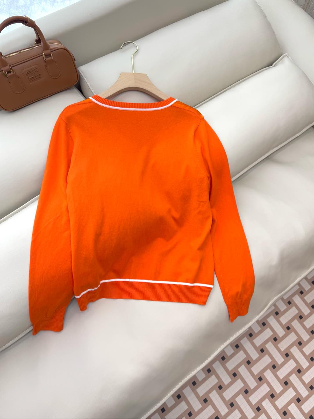 Hm Long Sleeve Knit Sweater Orange Silk