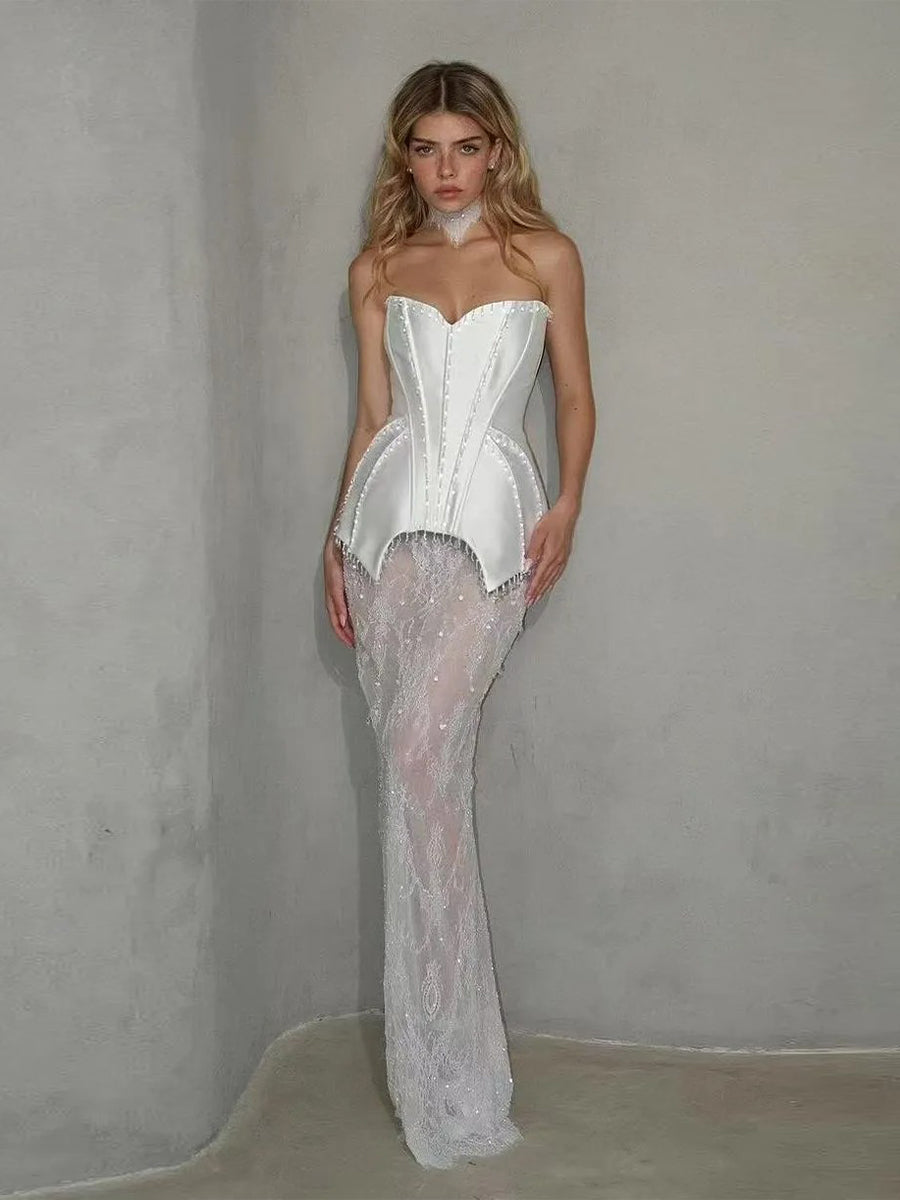 Harlow Two-piece Maxi Dress In White