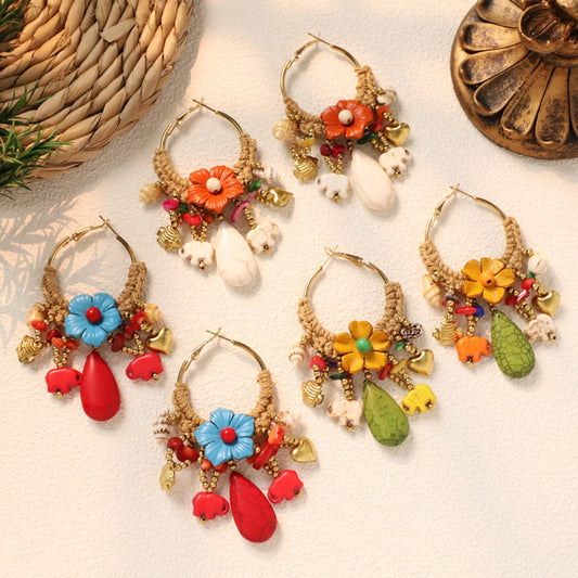Earwish - Boho Woven Floral Beads Earrings - Sweet &amp; Bold