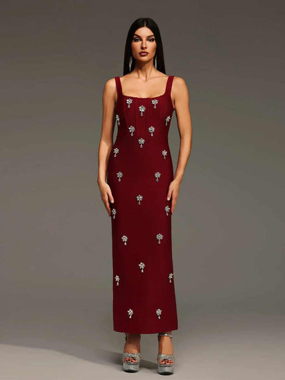 Maeve Diamond Studded Bandage Maxi Dress