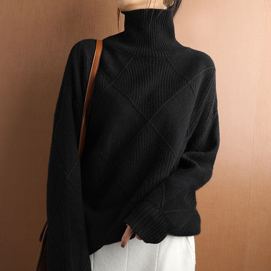 Long Sleeves Keep Warm Loose High Neck Sweater