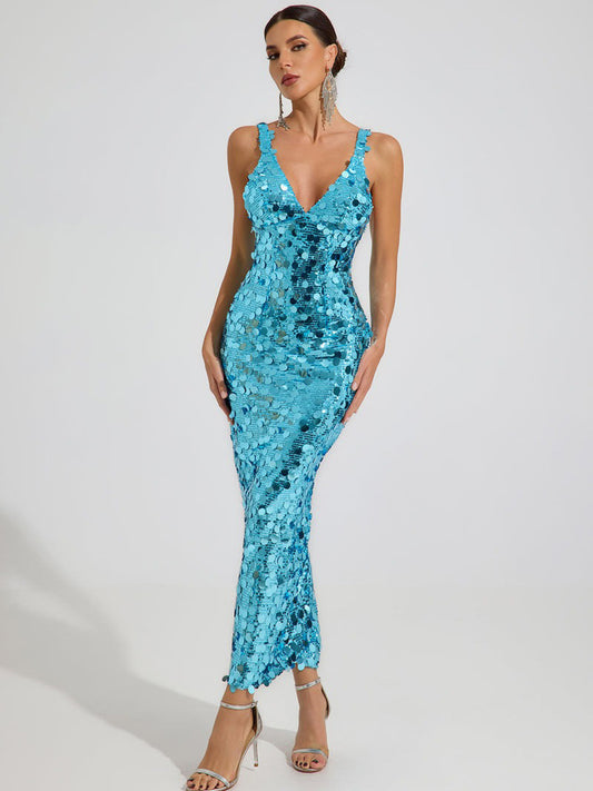 Kennedy Ocean Glow Sequin Maxi Dress