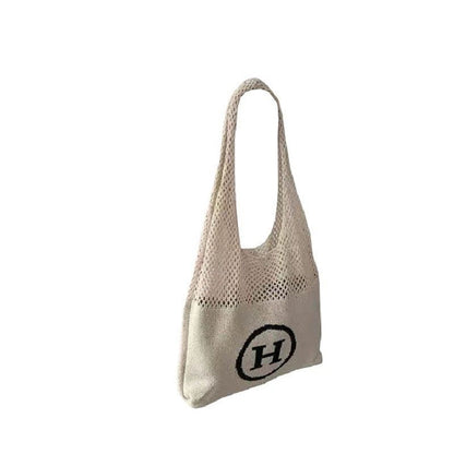 Crochet Tote Bag H Letter Bag Hollow Woven Mesh Bag