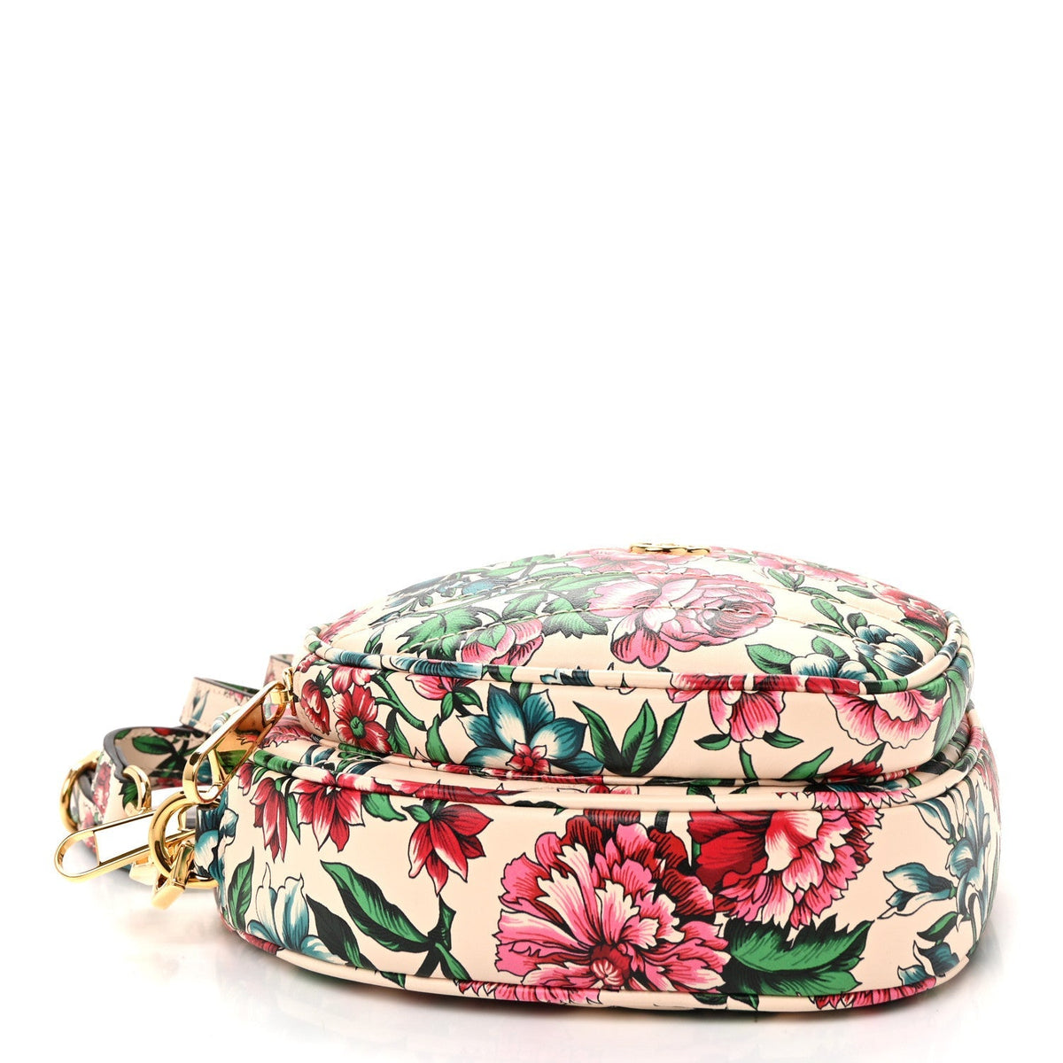 Matelasse Diagonal Brit Roses Print Mini Interlocking G Heart Shoulder Bag Multicolor