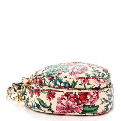 Matelasse Diagonal Brit Roses Print Mini Interlocking G Heart Shoulder Bag Multicolor
