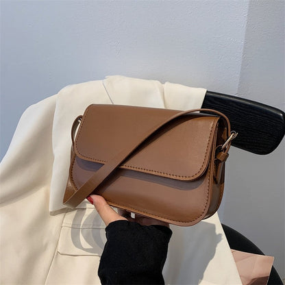 Leather Recreational Solid Simple Crossbody Bag