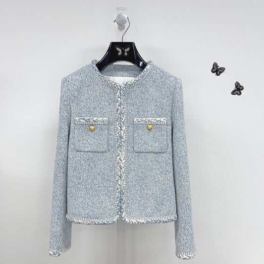 Celine Blue Safari Jacket Tweed Fabric 294933