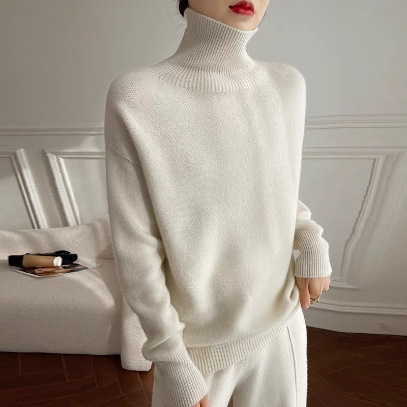 Solid Color High Neck Sweater