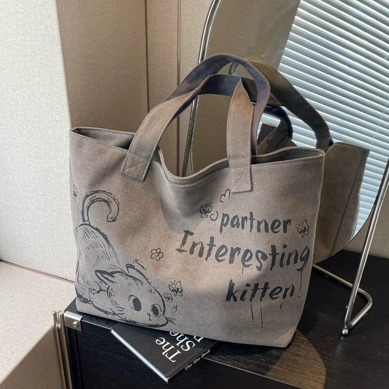 Women Single Shoulder Canvas Large Capacity Handbag