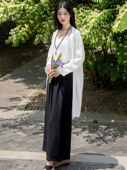 Simple Wide Legs Loose Elasticity Solid Color Casual Pants Bottoms