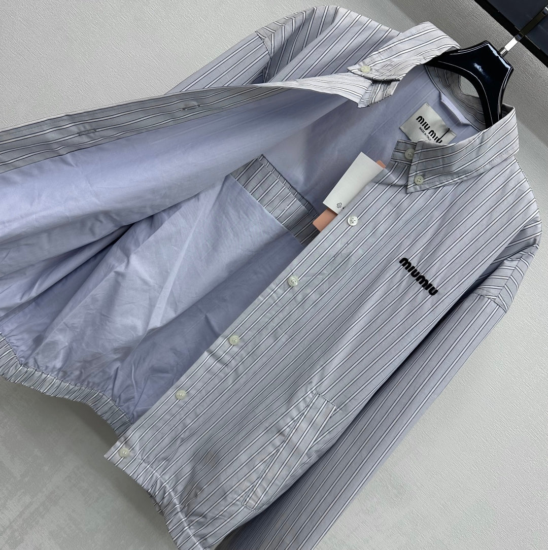 Miu Miu Jacket Striped Grey Cotton 341902