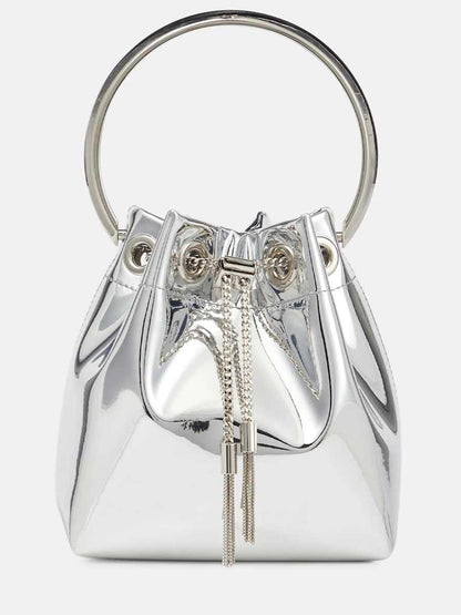 Evanna Metallic Round Handles Bucket Bag