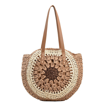 Crochet Market Bag Color Contrast Patchwork Woven Bag