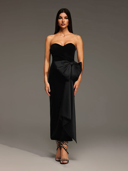 Briella Sleeveless Slit Bow Maxi Dress