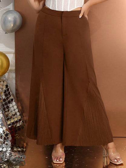Wide Leg Solid Color Casual Pants Bottoms Trousers