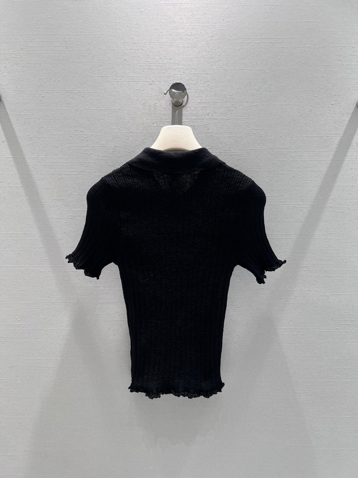 CC 26S Ribbed Knit Short-sleeve Black Linen Cotton 349010