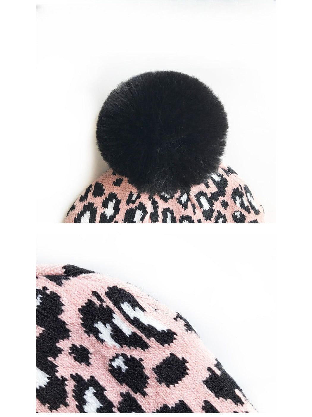 Haila - Leopard Knitted Beanie with Pompom
