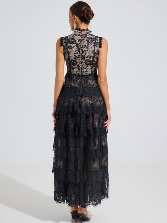 Emma Midnight Lace Tiered Maxi Dress