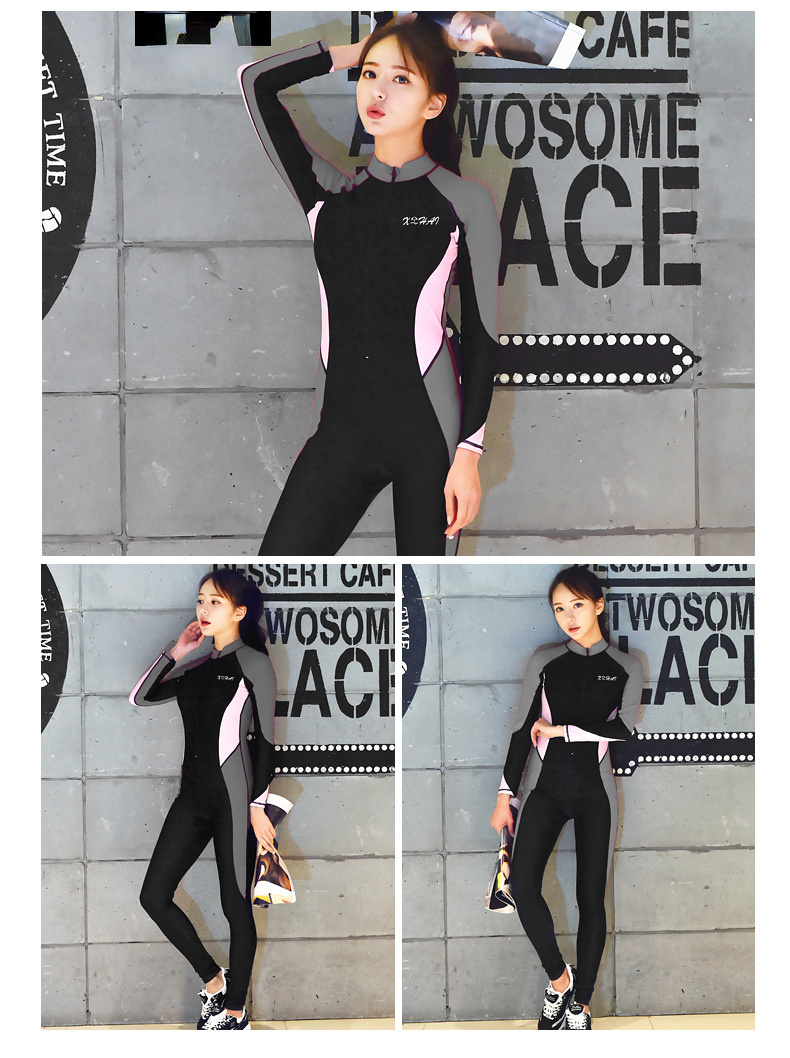 Diving Suit Women'S Long Sleeve Sunscreen Swimsuit One-Piece Jellyfish Snorkeling Surf Suit
