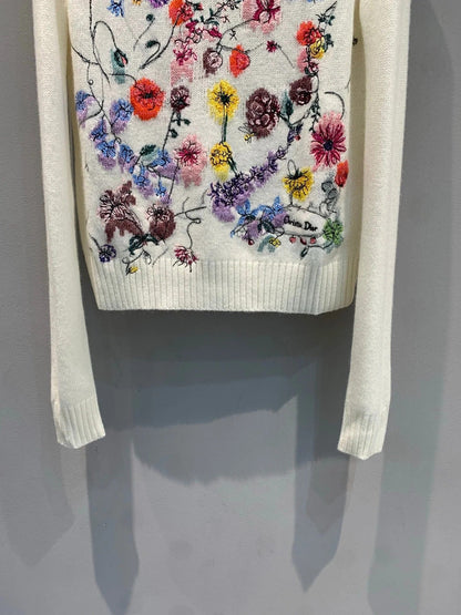 DIOR 25S FLORAL EMBROIDERED CASHMERE SWEATER 533