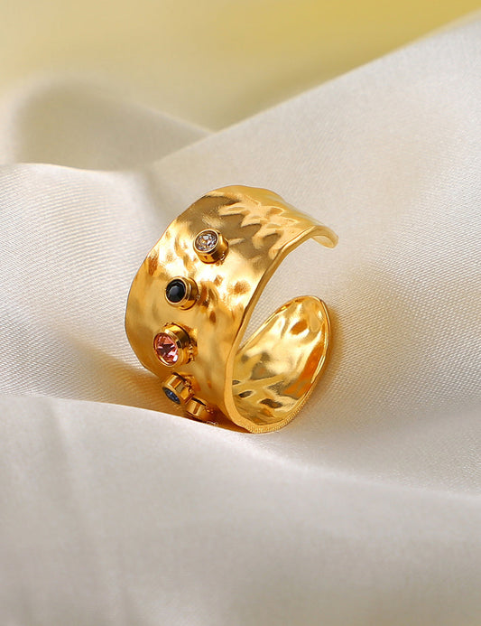 Colorful Zircon Adjustable Ring