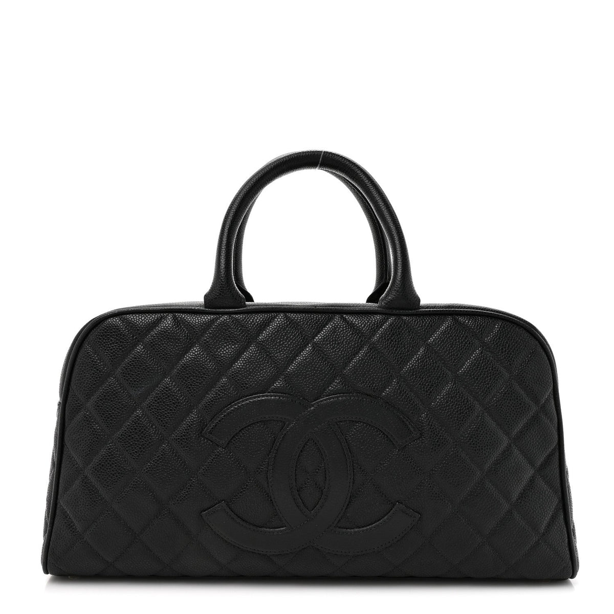 Caviar Quilted Large Bowler Black