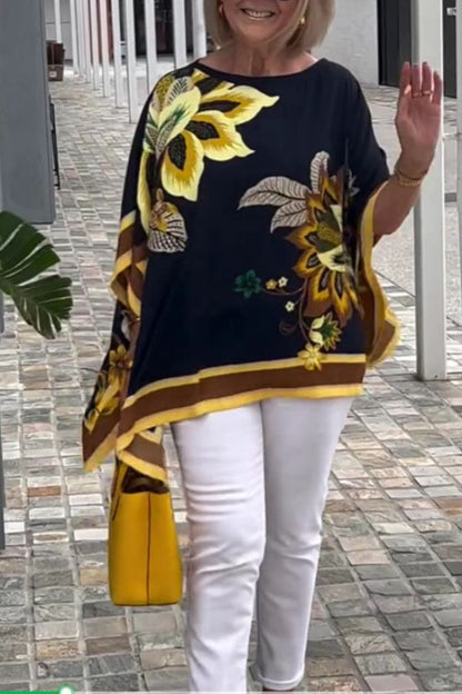 Unique Printed Casual Half Sleeve Loose Top