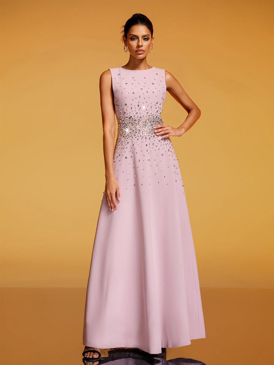 Sienna Sleeveless Rhinestone Maxi Dress