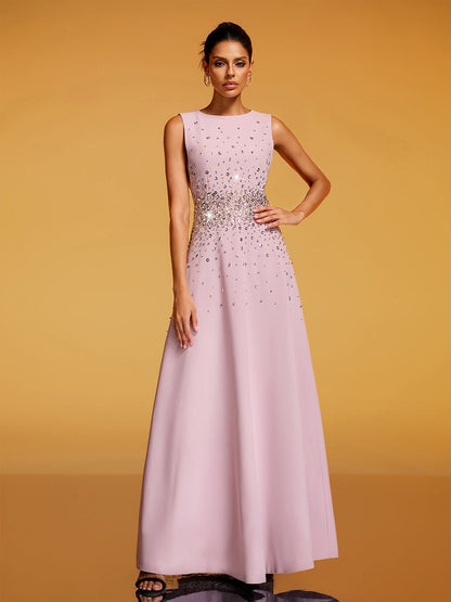 Sienna Sleeveless Rhinestone Maxi Dress