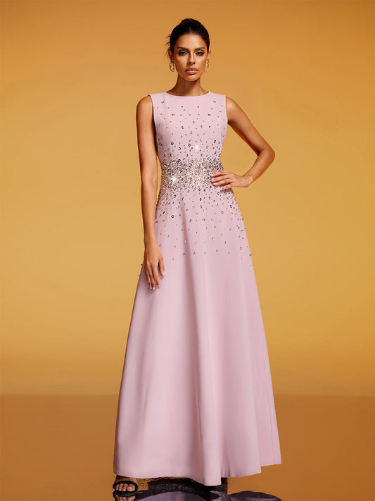 Sienna Sleeveless Rhinestone Maxi Dress
