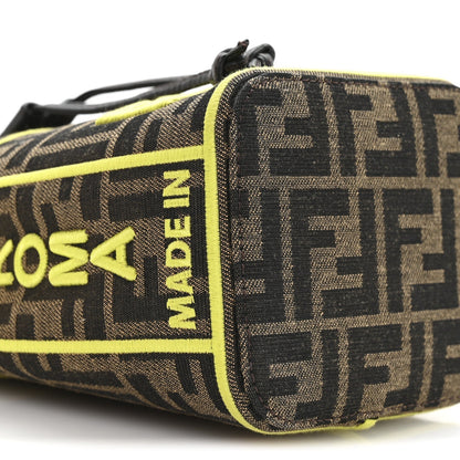 Fabric Jacquard Shiny Nappa FF 1974 Logo Threaded Edge Mini Mon Tresor Bucket Bag Tobacco Moro Giallo Fluo